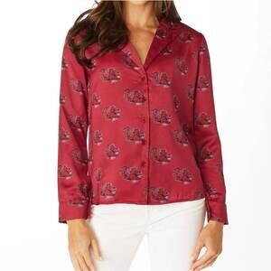 NEW STEWART SIMMONS gamecock button up long sleeve shirt in red